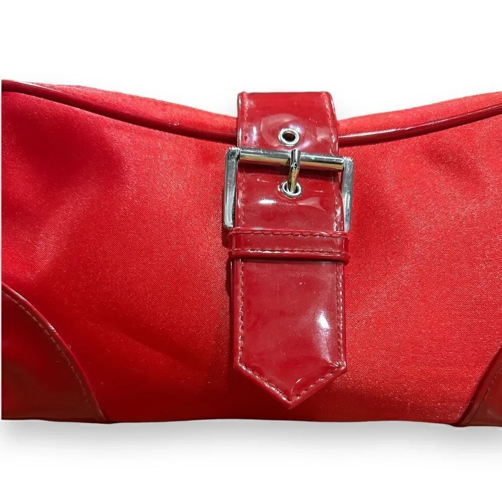 Revolve Dior Vintage Parfum Red Satin Toiletry Bag or Purse Clutch with Buckle